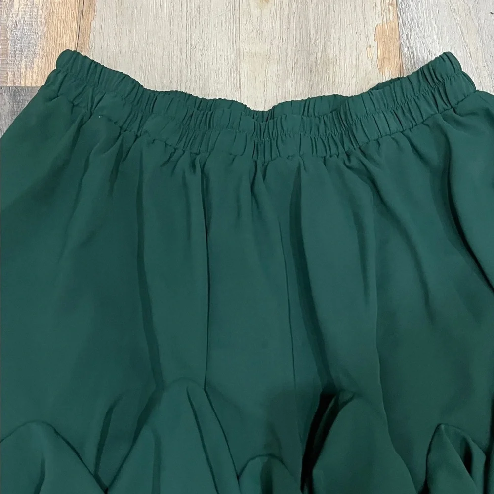 AvidLove Elegant Green Mini Skirt Plus Sz 2XL High Elastic Waist Ruffle TC0422